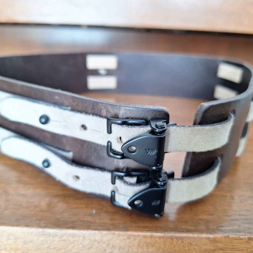 rag & bone Reboot Double Buckle Leather Belt - Made in England - Size L
